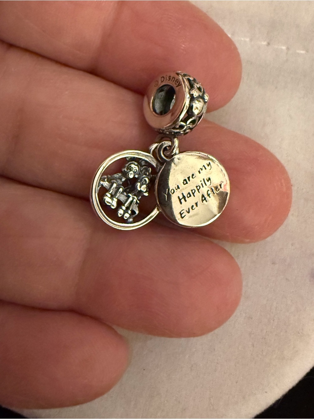 Disney Silver-Tone Mickey & Minnie Dangle Charm
